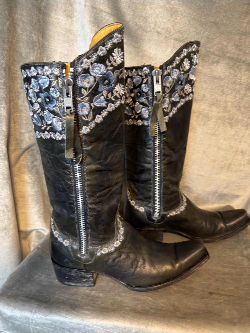 Old Gringo Gaylarazz Chocolate Double Zip Boots w/Embroidery. Women's Size 8